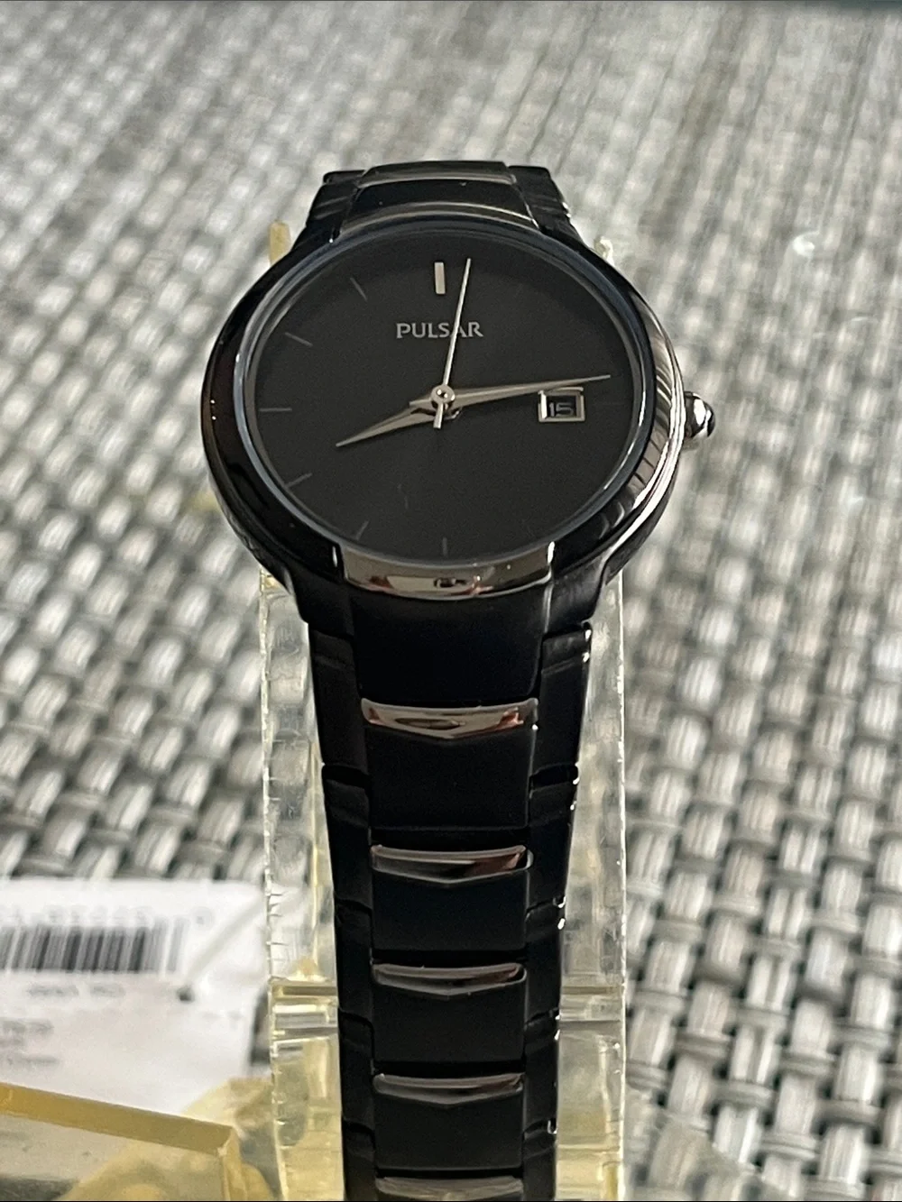 Pulsar Black Ceramic Watch with Silver Accents